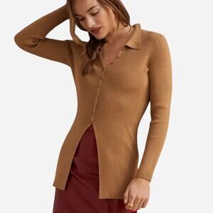 Maeve by Anthropologie Women Top Artisanal Slow Fashion Neutral Capsule Camel S